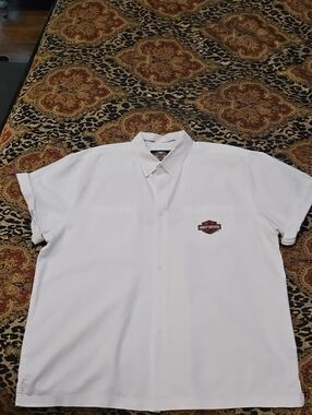 Harley-Davidson White Short-Sleeve Logo Button-Down Shirt